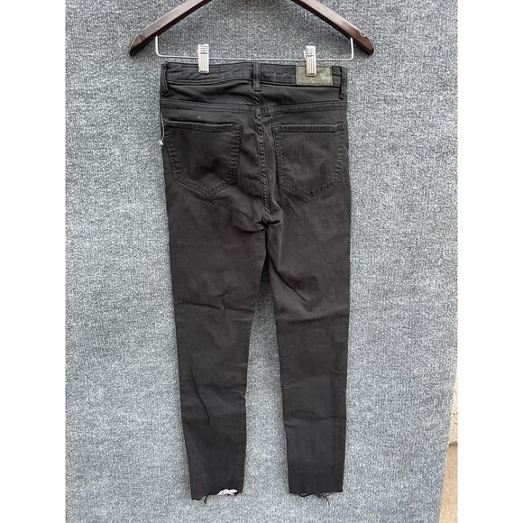 AllSaints Jeans Womens 28 Jet Black Stilt Skinny Stretch Denim Raw Hem - Picture 2 of 10